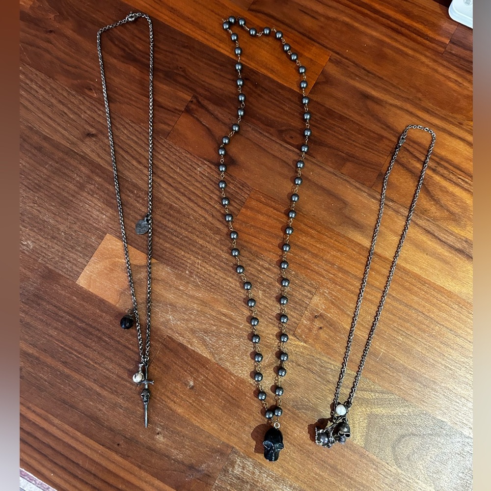 TRIO OF SKULL NECKLACES